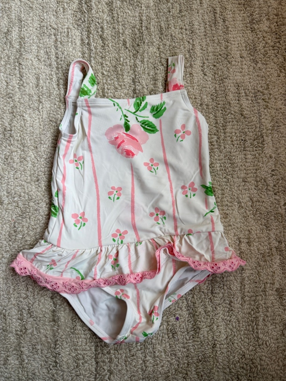 The Beaufort Bonnet Company White Pink Floral Girls One-Piece Swimsuit